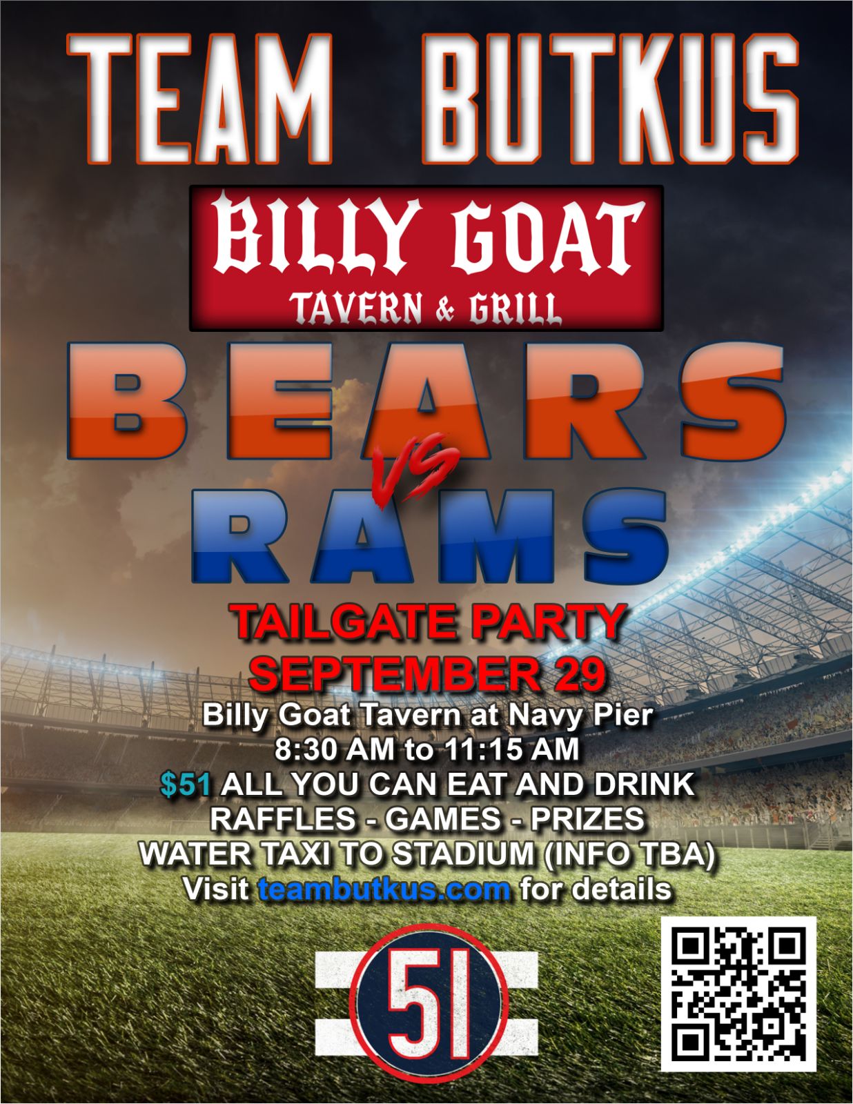 Team Butkus Tailgate (9/29) Ticket