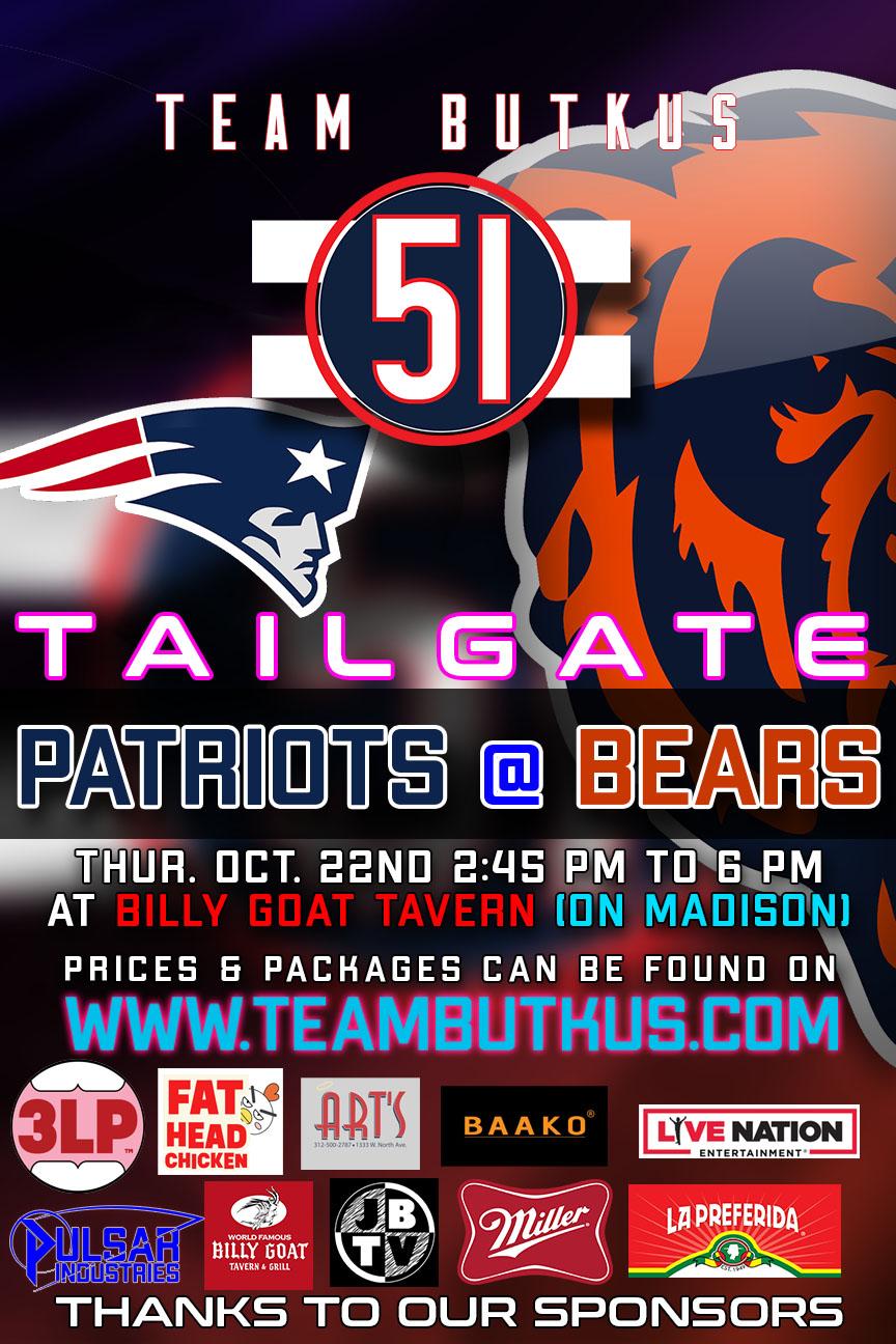Patriots vs Bears Oct 22nd